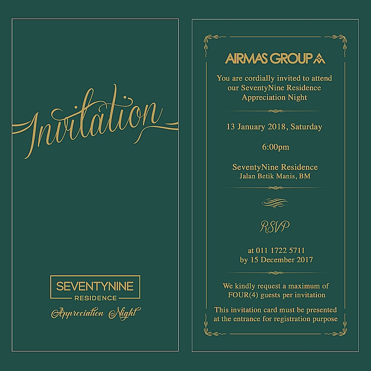 appreciation night invitation card at seventy-nine residence